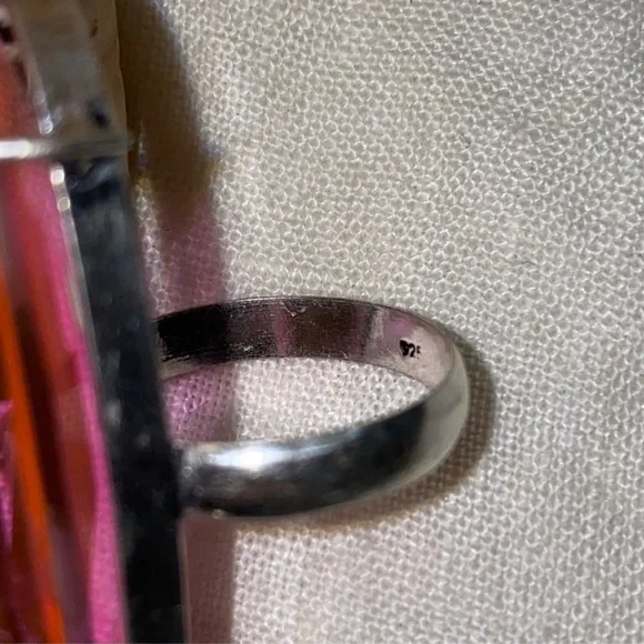 Gorgeous Pink Quartz Handcrafted 925 Sterling Elongated Faceted Ring - Picture 6 of 8